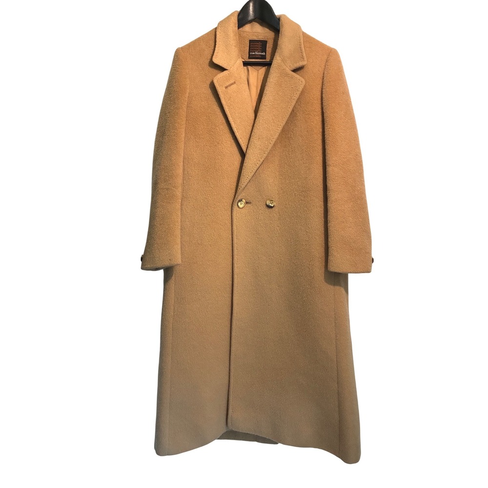 Vintage Montello Mackintosh Camel Wool Mohair Double Breasted Long Coat M